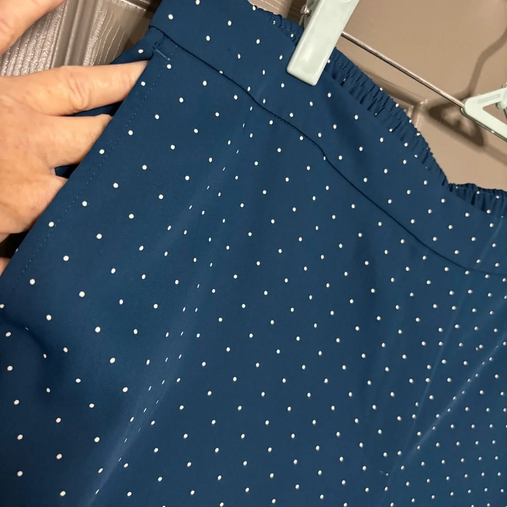 J. Jill New Wearever Collection Easy Care Wide Leg Cropped Pants Blue Large - Picture 9 of 14